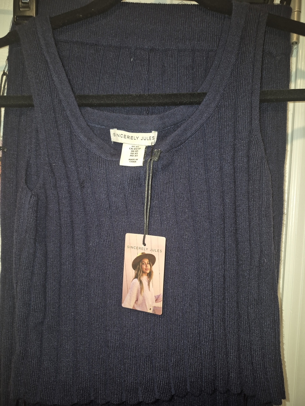 Sincerely Jules Navy Ribbed Knit Tank Top